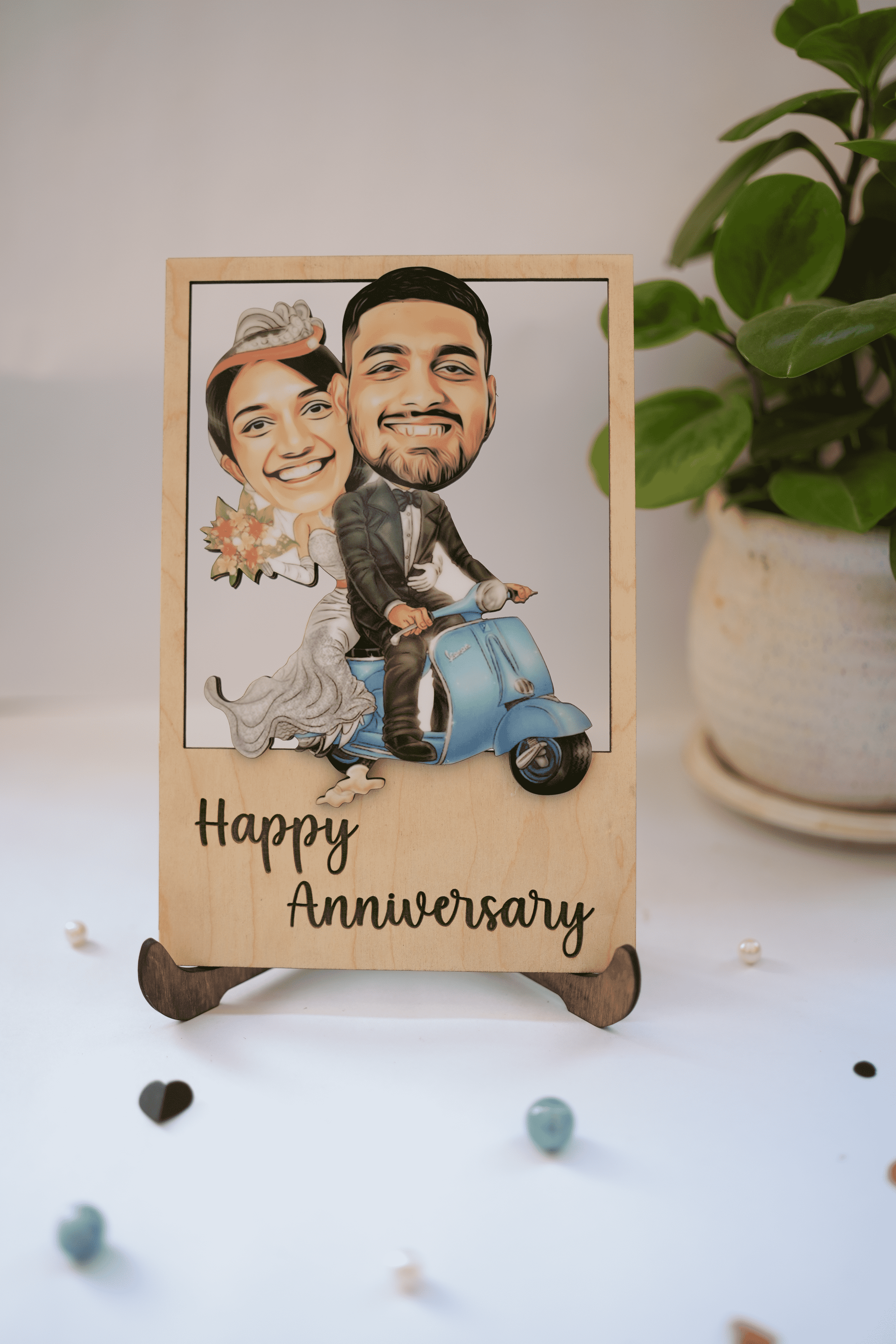 Foto Factory Gifts caricature personalized gifts for party Couple (Wooden 8  inch x 5 inch, Multicolour) CA0026 : Amazon.in: Home & Kitchen